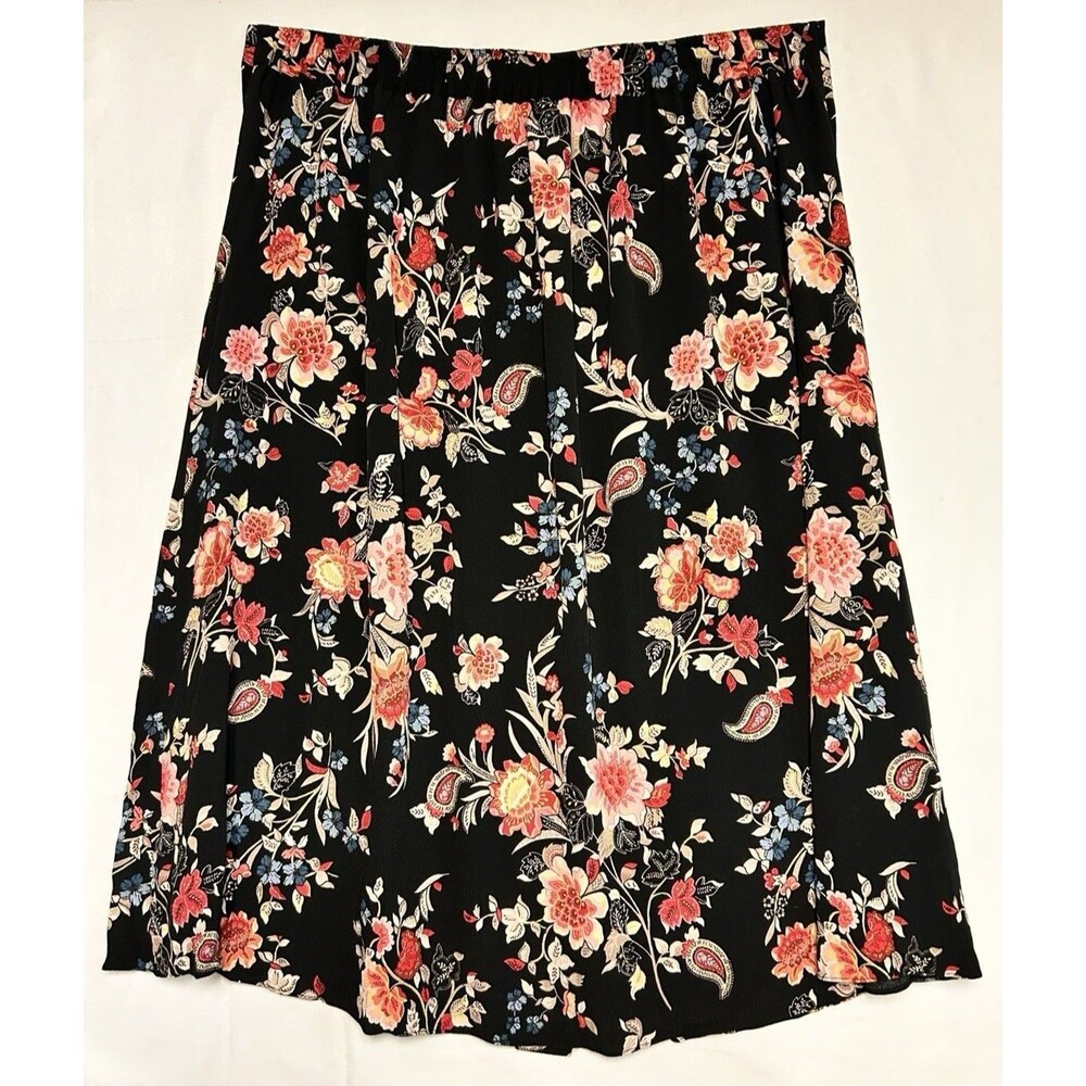 Full Button Front Floral Skirt Slit Zip Close Whimsigoth LOFT Plus Women's 20 - Picture 2 of 8